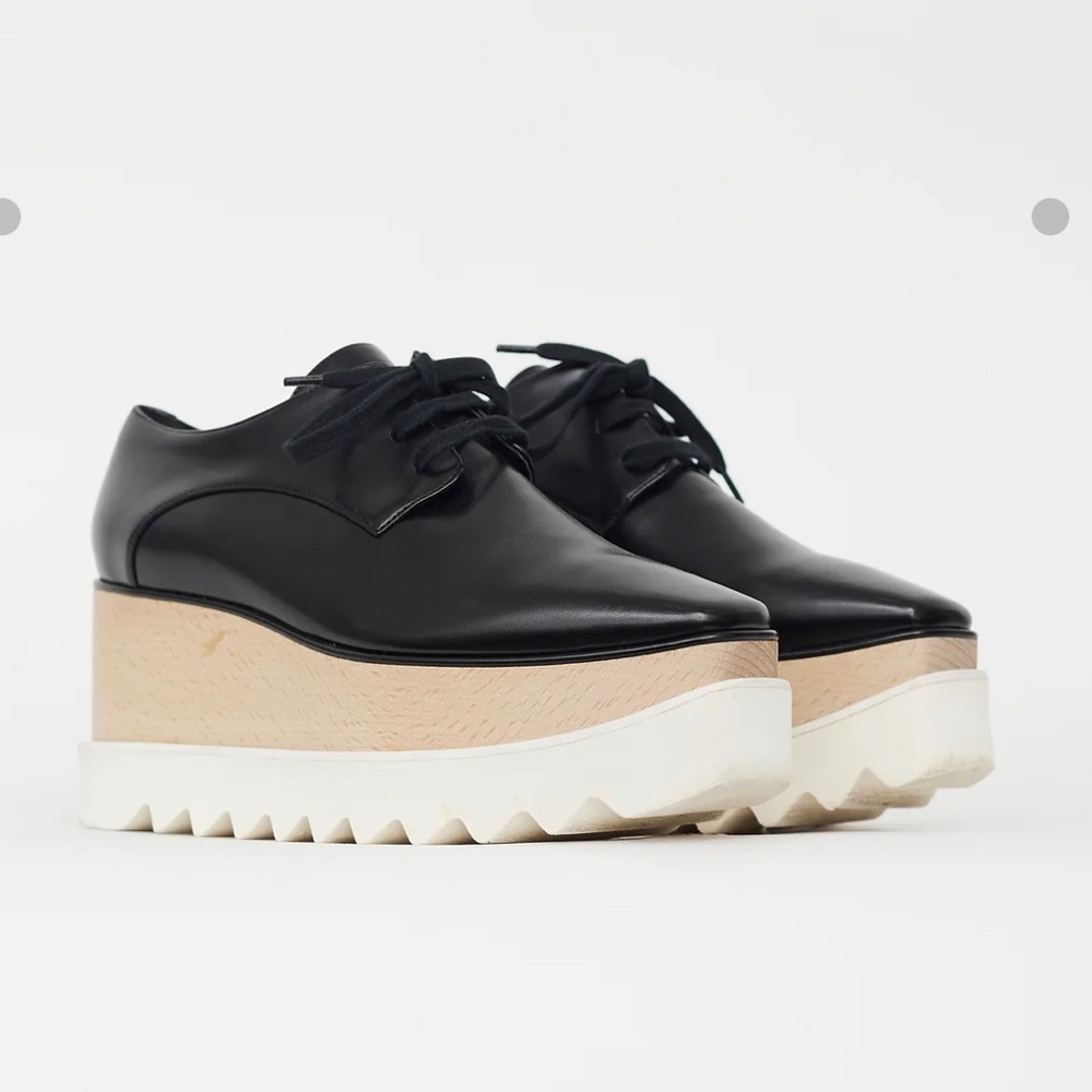 Stella McCartney Black and Beige Platform 
Faux Leather Elyse Derby Size 38